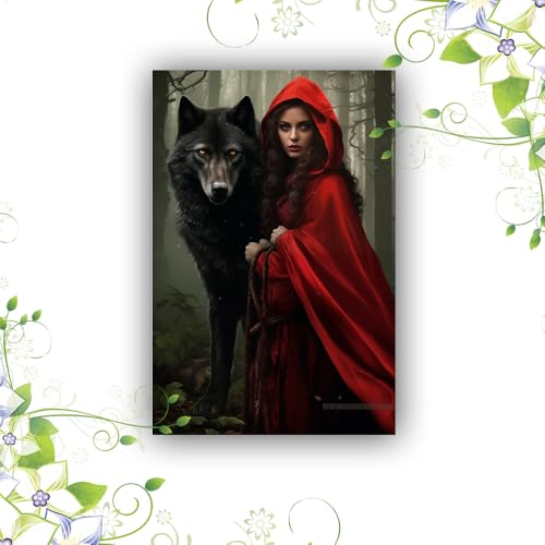 Red Riding Hood and Wolf Canvas 08x12