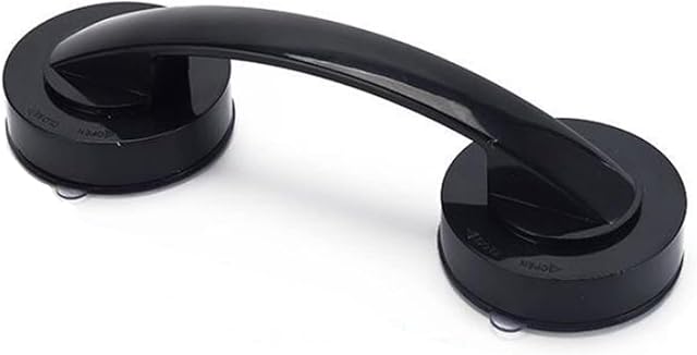 Classic Suction Cup Handrail, Black Suction Bathroom Grab Rails Safety Suction Cup Shower Door Non-Slip Vacuum Handle for Shower Drawer Room Window Cabinet Door (19 x 6.5 x 5cm)