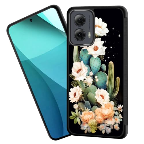ZQLPLZR for Moto G Power 5G 2024 Case,Tire Anti-Skid Edges Cute Design Shockproof Bumper Full Protection Back Cover for Motorola Moto G Power 5G 2024 6.7 inch,Cute Cactus