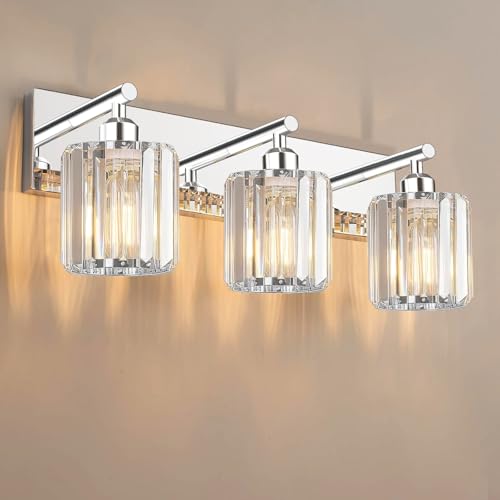 LKHF Brushed Chrome Crystal Bathroom Vanity