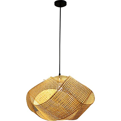 Suspension rotan beige 40cm lustre plafonnier asiat