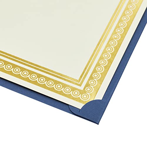12 Stück marineblaue Urkundenhalter mit Silberfolien-Design für Dokumente in Briefgröße 21,6 x 27,9 cm, Abschlusspreise, Diplomhülle (29 x 22,6 cm)