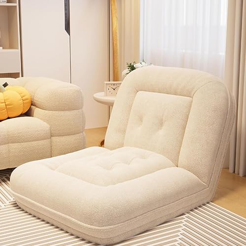 XANAYXWJ Sofá Chaise Lounge de Suelo con 6 Posiciones Reclinables,Sofá Gigante con Relleno de Espuma de Alta Densidad,Sofá Perezoso con Acento Sin Brazos,Sofá Cama White-140 * 85CM
