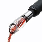 ELMWAY Accessoire de vin – Aérateur de vin verseur pour bouteilles en liège et bouteilles à bouchon à vis, améliore la saveur et le versement anti goutte, accent élégant en acier inoxydable – Argent