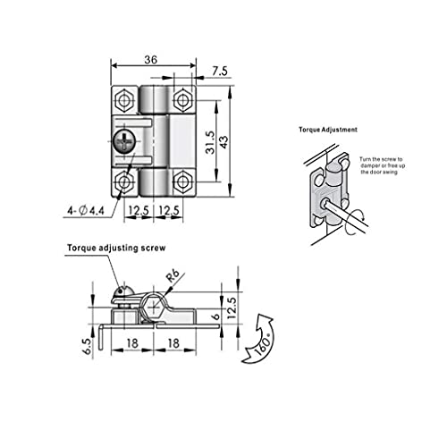 zalati Hinge with 4 Holes Replacement for Door Position Control #E6301-20 Black, 160° Angle - Image 3