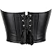 SHYMMUO Women Black Leather Corset Tops Sexy Strapless Crop Top Boned Bustier Bra XL