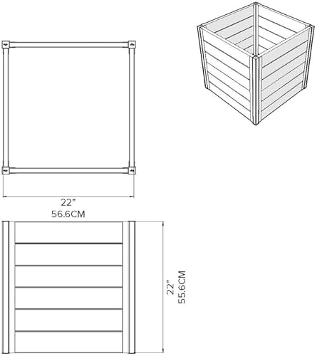 Miniatura 5 de Vita Urbana VT17611 - Maceta cuadrada de vinilo en relieve de 22 pulgadas, gris pizarra, gris, veta de madera, PVC, BPA y ftalatos