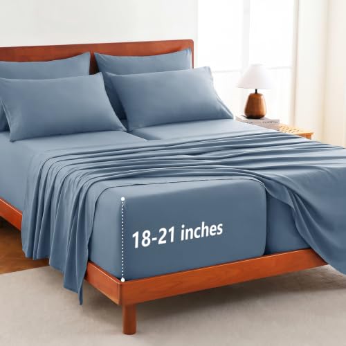 Image of CozyLux 7-Piece Split King Sheets, Fits 18-21 Inch Mattresses, Oeko-TEX