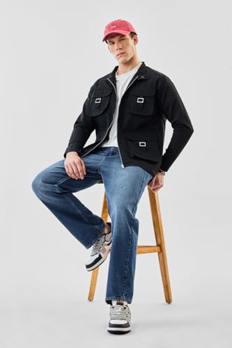 Image of SNITCH Men Casual Jacket | Regular Fit Textured Pattern With Lapel Collar & Full Sleeve | Polyester Blend Zip Closure For Everyday Street Style & Layering