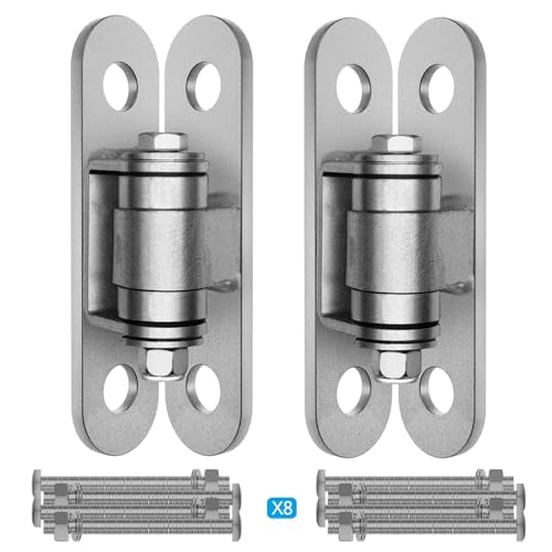 Image of Eatra Large, Heavy Duty Gate Hinges with Sealed Bearings and 8 Screws, Adjustable Yoke Pivot, Suitable for Large Driveway Gates Up to 1100 Pounds, Two Pack, Carbon Black (2pcs Silver)