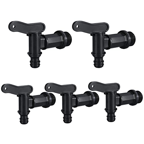 ZYWUOY Robinet de rechange pour citerne d'eau en plastique et écrou pour seau de rangement de jardin, baril de pluie, clipsable ou emboîtable, noir