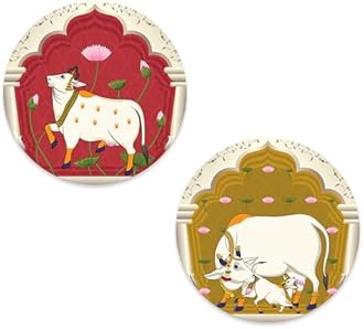 Artvibes Pichwai Designer Wooden Wall Hanging Decor | Wall Decore | Couple Gift | Print Pictures | Quotes Decor | Handcrafted Art | Wall Art For Hall | Mdf Wall Décor | (WH_8801NN)