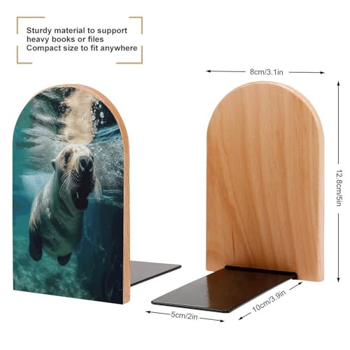 Sujetalibros de madera para estantes con tapón de libros resistente y moderno 3