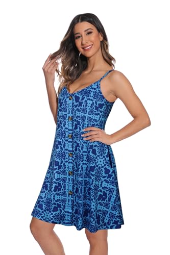 Image of JOELLYUS Summer Dresses for Women Spaghetti Strap Button Down Casual Sundress Beach Cover Up Dress with Pockets 2026