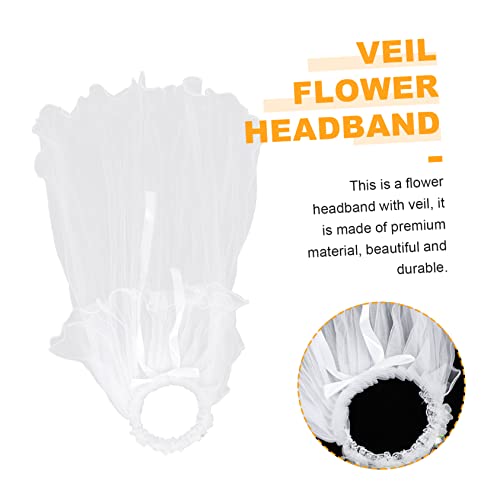 Angoily 1pc Simple Veil Wreath Girls Veil Floral Headband Girls First Communion Headband First Communion s for Catholic Double Layer Bride Crown White3