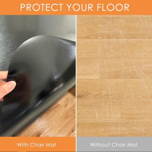Image of Kuyal Chair mat for Hardwood Floor 46 x 72 inches Rectangle Floor Mats Wood /Tile Protection Mat for Office & Home, Black