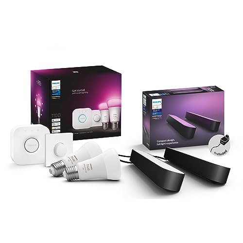 Philips Hue White & Color Ambiance E27 2er Starter Set inkl.Hue Bridge+2m Lightstrip Basis
