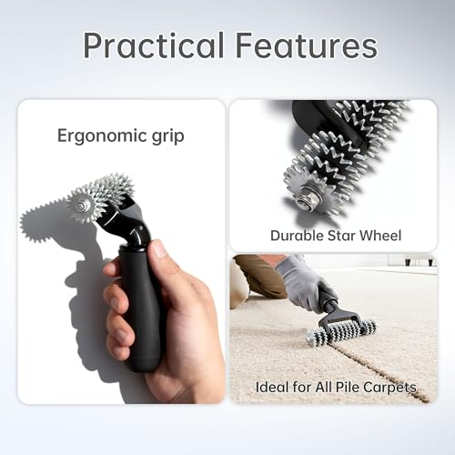 Image of 5 Inch Star Wheel Carpet Seam Roller, DIY Repair and Installation Tool for Loop Pile Carpets in Homes and Hotels