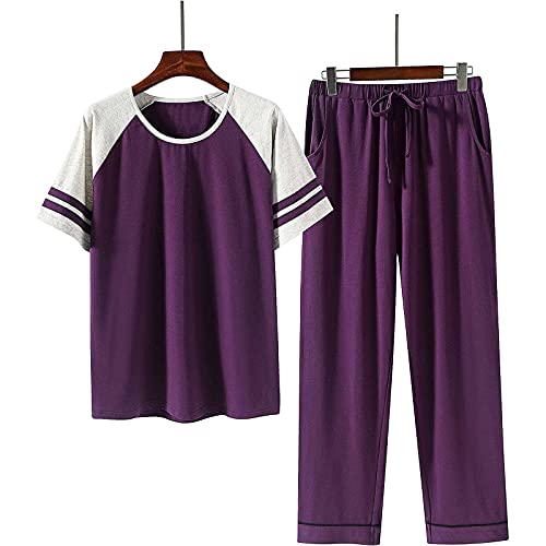 Sleeve Shorts Set Animals Home Fashion Short Summer Sports Pocket Print Women's Women Suits & Woman Suit Set Purple #TOP4