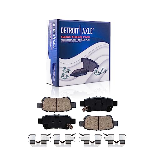 Image of Detroit Axle - 12.21 inch (313mm) Rear Drilled Brake Rotors Calipers | w /Brackets Ceramic Pads Replacement for 2005-2010 Honda Odyssey - 6pc Set