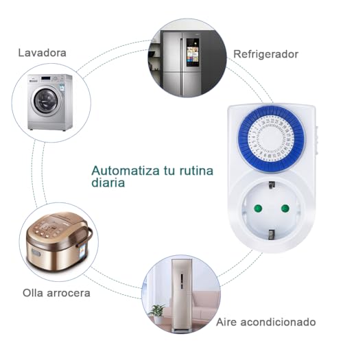 Miniatura 6 de Extrastar Enchufe Eléctrico Temporizador Mecánico De 24 Horas, Conmutación Cada 30 Minutos, Interruptor On Off, 230v 16a Blanco, 1pcs