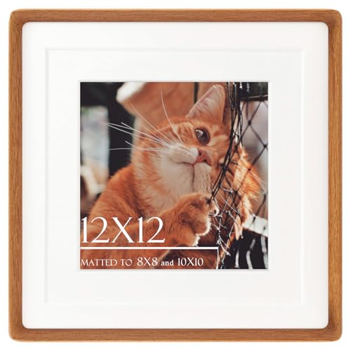 12x12 Teak Wood Picture Frame with 8x8/10x10 Matting