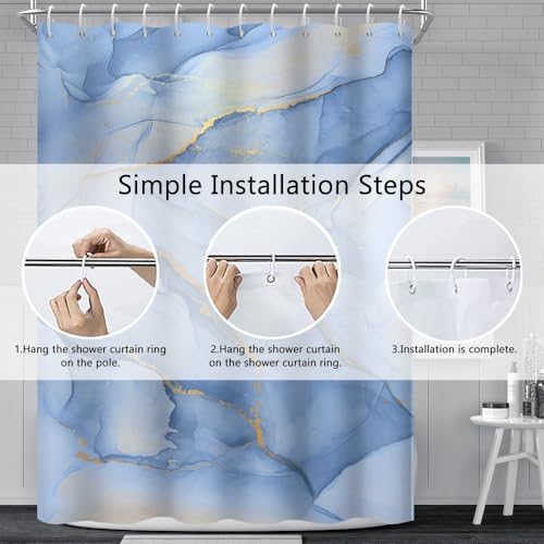 Rideau de douche marbre blanc polyester lavable grand format 180x240 - 8