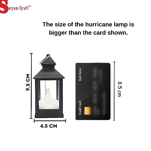 Image of SATYAM KRAFT 2 Pcs Small Antique LED Lantern Hurricane Candle Lamp - Flameless & Smokeless Acrylic Light for Home Decor, Wedding, Valentine Decorations, Living Room, Table Centerpiece (9.5 x 4.5 cm)