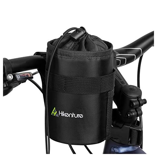 Hikenture Bike Water Bottle Holder Bag - Waterproof Cup Holder Bike Bag - Insulated Water Bottle Carrier with Side Pockets & Straps - Anti-Tear Drink Holder for Bicycle,Motorcycle,Pushchair,Wheelchair