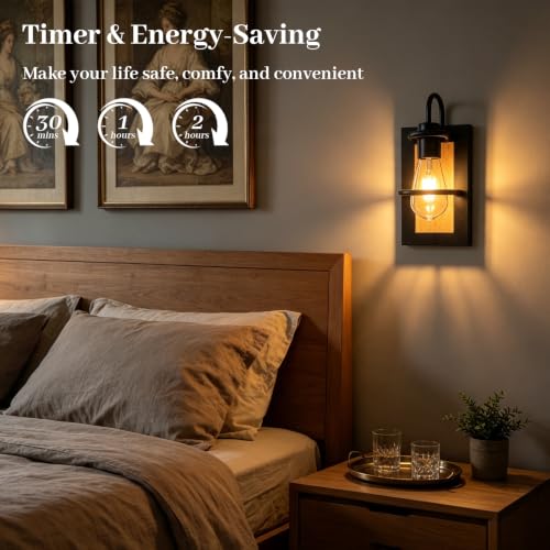 Image of Farmhouse Wall Sconces Battery Operated Set Of 2, Rechargeable Wall Lights