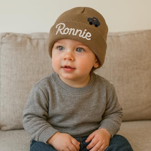 Custom Name Baby Beanie for Girls Boys Personalized Gift Toddlers Hat for Kids Hand Embroidered Winter Knit Hat3