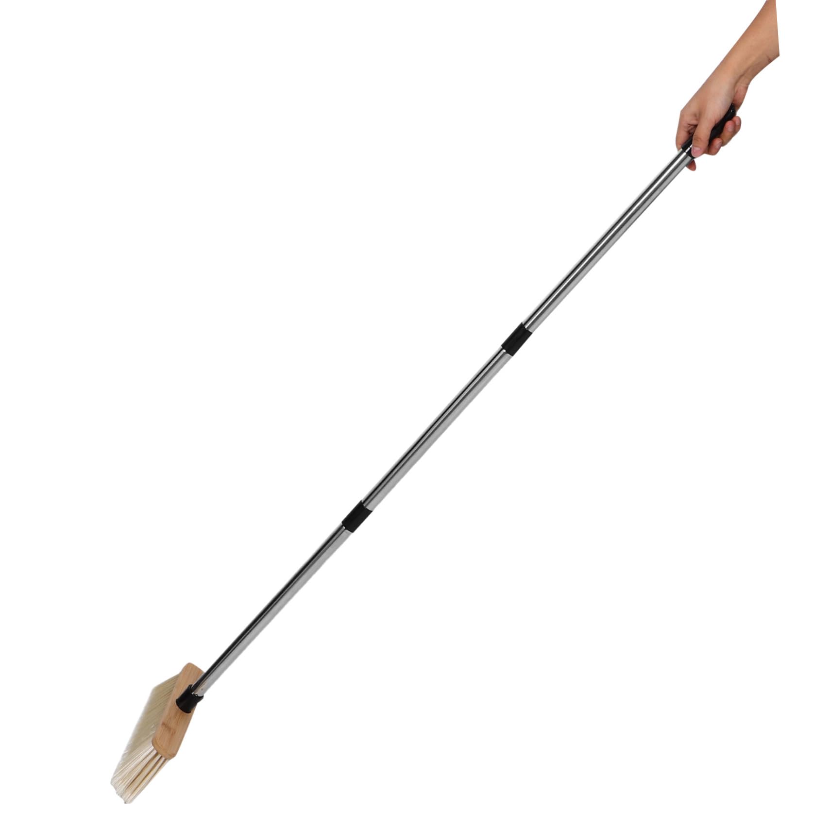 Scopa Giardino in Bamboo con Manico in Acciaio Pulizia Esterni con Setole Dure per Patio Garage e Spazzola Robusta per Spazzare e Rimuovere Detriti Strumento Durevole per Uso