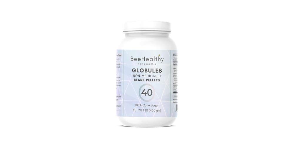 HGB BeeHealthy Homeopathic Blank Pellets/Globules #40-1LB jar 100% Pure Cane Sugar