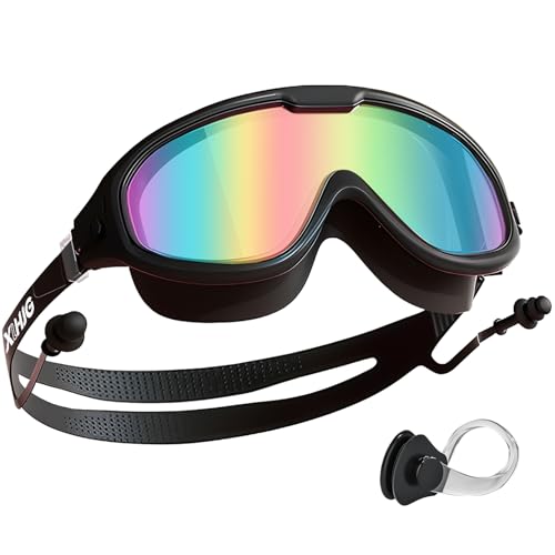 Lunettes de natation pour adultes et femmes antibuée avec bouchons d'oreilles