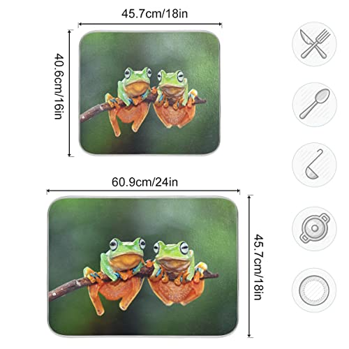 Vvfelixl G58514875P523C558S1114 Dish Drying Mat Rain Forest Frog Drying Pad Microfiber Absorbent Dish Drainer thumb #2