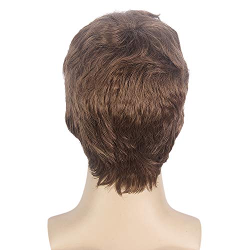 STfantasy Parrucca da Uomo Marrone Corta Ricci