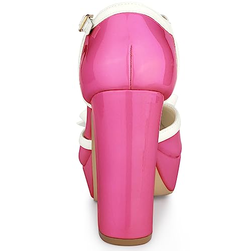 Escarpins à talons épais avec nœud décoratif et sangle ajustable - 4