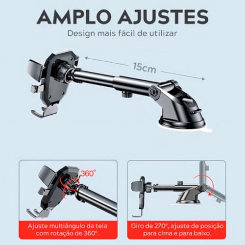 Suporte Celular Veicular Carro Ventosa Painel Parabrisa Gruda Painel de Carro Anti-Queda Fixação Waz