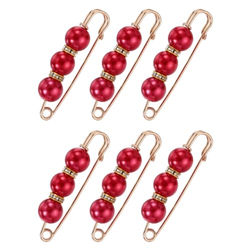 MECCANIXITY 6 épingles broche perle pince sécurité rouge décoratives