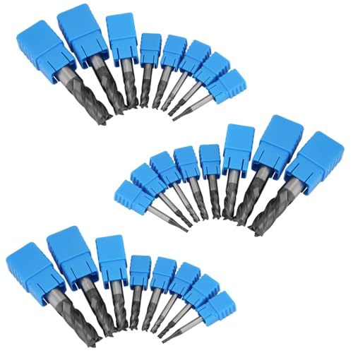 Image of 24pcs Nose End Mills,Milling Cutter Tool, 2 12mm 4 Flutes Carbide End Mill Set Tungsten Steel Milling Cutter Tool Kit, Wholesale Business