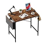 Bestier Computer Desk 32 Inch Office Desk Study Writing Desk, Modern Simple Style Laptop Table with Storage Bag, Rustic Brown Top
