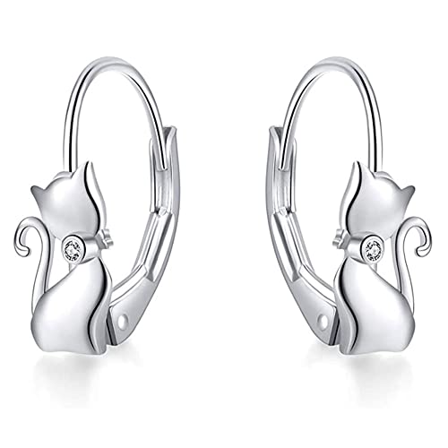 Rockyu ピアス レディース 可愛い 人気 揺れる 猫ピアス シルバー925 ピアス猫 金属アレルギー対応のサムネイル