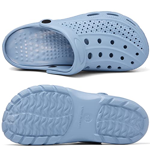 Chaychax Men's And Women's Arch Support Clogs Garden Shoes Slip-On Outdoor Beach Slippers With Removable Cushion Footbed, Blue Camo, 11-11.5 Women/9.5-10 Men #TOP3