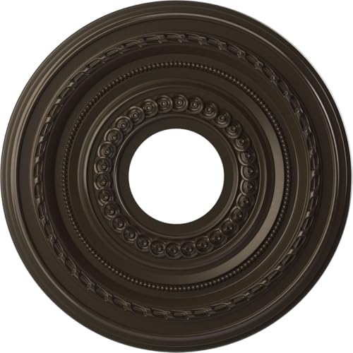 Ekena Millwork 13"OD x 3 1/2"ID x 3/4"P Cole Thermoformed PVC Ceiling Medallion (Fits Canopies up to 4 1/4"), Metallic Dark Bronze