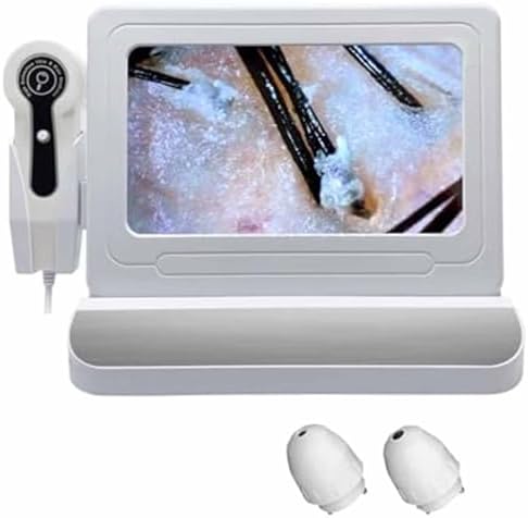 Digital Hair & Skin Analyzer - 11" LCD Microscope for Scalp & Follicle Inspection, High Definition Skin & Hair Health Testing, Rechargeable, Perfect for Home Salon Use - Silver