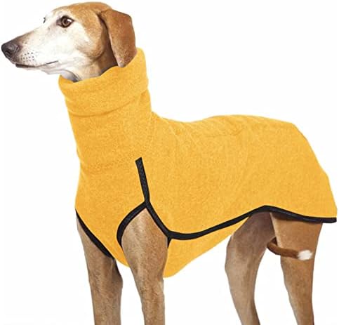 Imily Bela Hundepullover Fleece Rollkragen Hundemantel Warmer Weste Pullover Outdoor Hundejacke Winterkleidung für Kleine Mittel Große Hunde,Gelb,XS