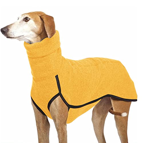 Imily Bela Hundepullover Fleece Rollkragen Hundemantel Warmer Weste Pullover Outdoor Hundejacke Winterkleidung für Kleine Mittel Große Hunde,Gelb,M