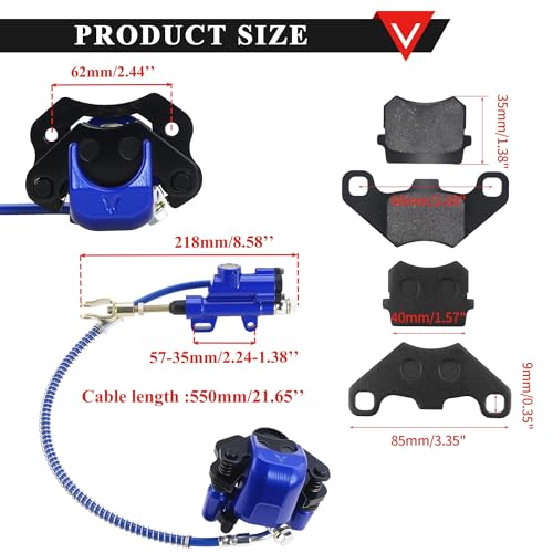 PRO BAT Rear Brake Master Cylinder Caliper With Brake Pad Assembly for 50cc 70cc 90cc 110cc 125cc Chinese Quad ATV Kids Four Wheeler Taotao Coolster Blue by PRO BAT - Image 2