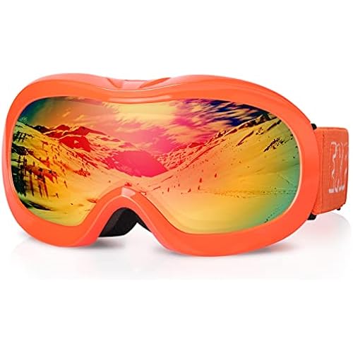 EXP VISION Kids Ski Goggles, Anti-Fog Child Snowboard Goggles Over Glasses Snow Goggles for Boys Girls Toddler Age 3-14