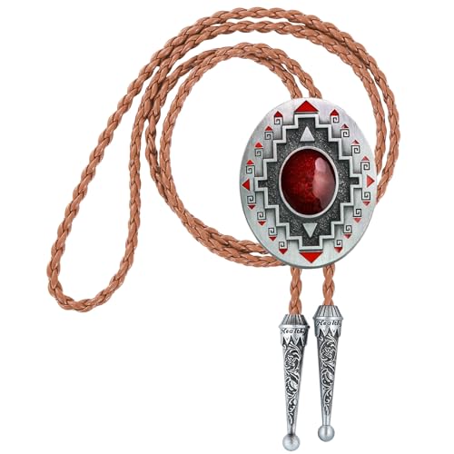 Image of Btilasif Bolo Tie Brown for Men, Scorpion Luminous Stone Cowboy Tie Western Leather Necktie Necklace for Women